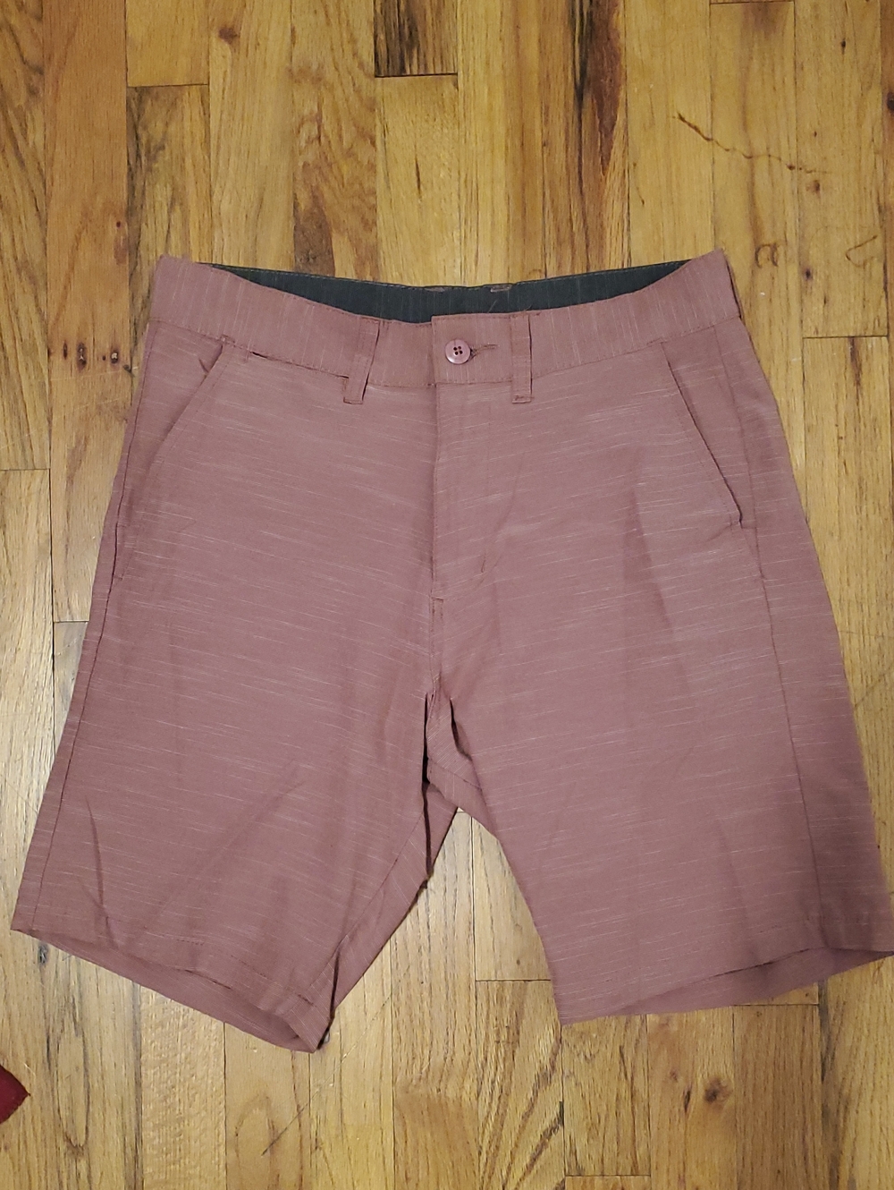 burnside muted rose flat-front shorts